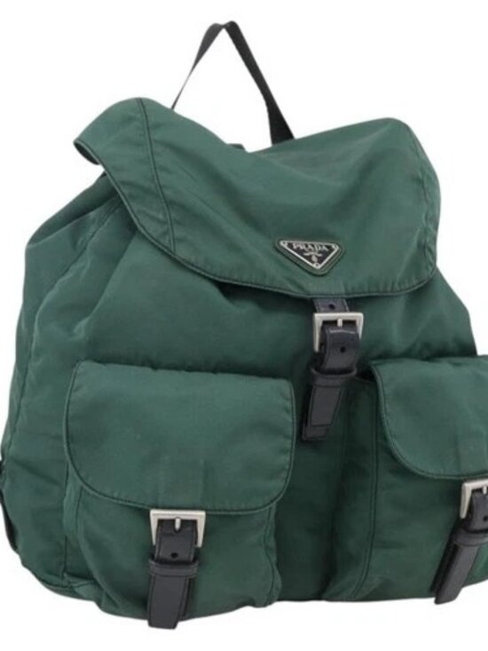 PRADA Backpack Nylon Green Silver Auth 172160 main image 7